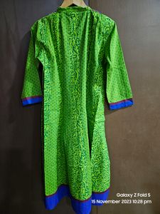 Large Size green Kurta Embroidered Neck Detailin