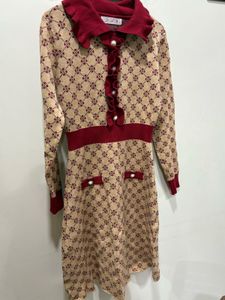 Chic Geometric Print Long Sleeve Dress