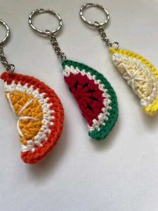 Cute Fruit Slice Crochet Keychains🍉