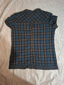 Blue Plaid Collared Tunic Shirt