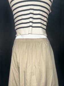 Classic Beige Pleated Maxi Skirt