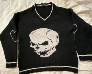 Black Skull Knit Sweater