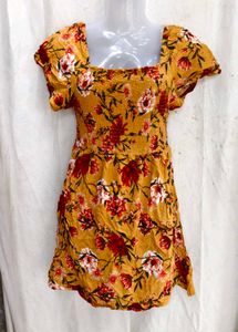 Yellow Floral Smocked Dress