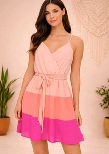Colorblock Wrap Mini Dress