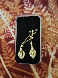 Elegant Gold-Tone Leaf Dangle Earrings