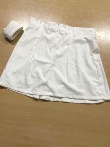 White Pleated Mini Skirt