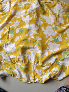 Sunny Yellow Floral Print Button-Up Top