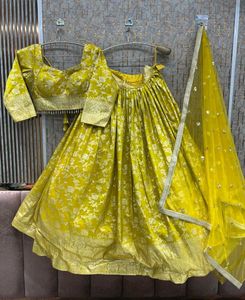 Yellow Embroidered Lehenga Choli Set