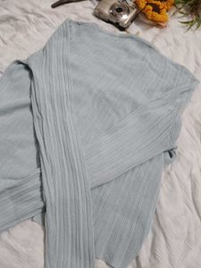 Light Blue Ribbed Cardigan