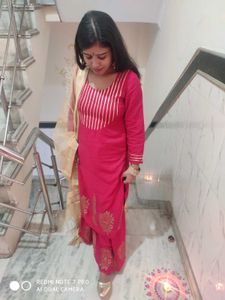 Red kurta and sharara set (without dupatta)