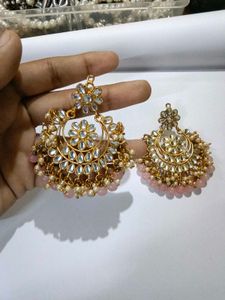 Elegant Gold Plated Pink Pearl Earrings