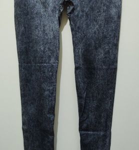Ngal Dark Grey Denim Print Legging Jegging