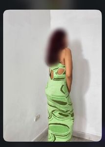 Green Swirl Knit Slip Dress