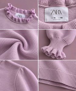 SOFT PINK RUFFLE NECK KNIT SWEATER