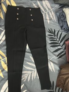 High Waisted Button Detail Pants