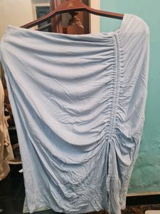 Light Blue Ruched Midi Skirt
