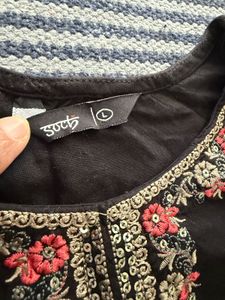 Embroidered Black Kurta