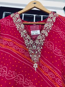Pink Bandhej 3 pcs Set