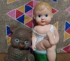 Vintage Baby Doll and Teddy Bear
