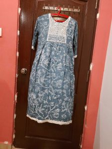 Blue Printed Kurta with Dupatta