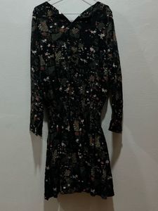 Floral Print Long Sleeve Mini Dress