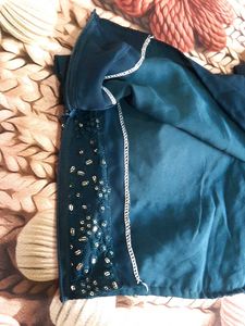 Elegant Teal Kurta Set with Embellished Top