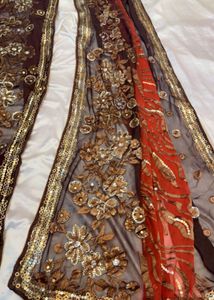 dual shade embroidered saree