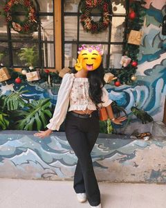 Floral Print Crop Top with Puffy Sleeves