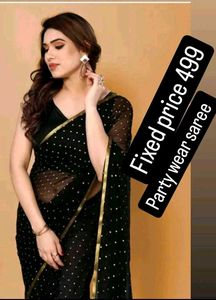 😱 party wear black 🖤 saree 💕