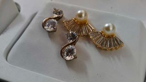 Elegant Pearl and Crystal Earrings Set