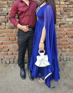 blue bandhani kurta set with duppatta and salwar