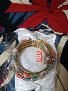 Colorful Beaded Flower Bangles