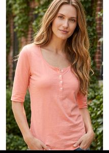 Coral Henley Top