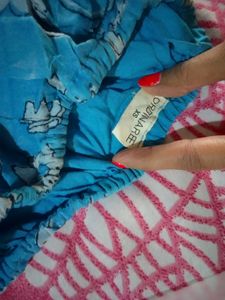Blue Floral One-Shoulder Mini Dress