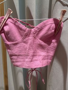 Zara Pink Back Tie-Up Corset Top XS