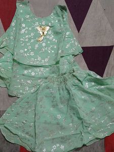 Girls Mint Green  Skirt Set