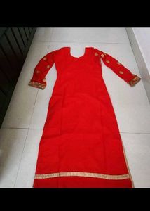 Stunning Red Kurta Set with Gold Embroidery