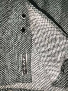 Men's Textured Grey Button-Up Shirt