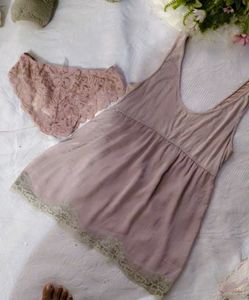 Elegant Lace Trim Nightgown with brief 👍