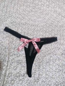Sheer Black Lace bra with two briefs