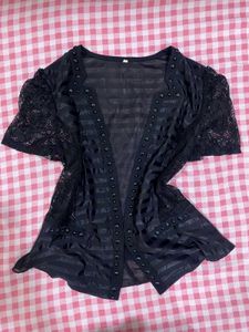 Elegant Black Sheer Lace Cover Up