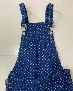 Denim Blue Dungarees with Star Pattern