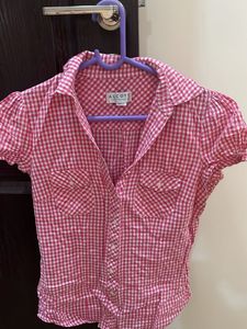 Red &amp; White Checkered Blouse