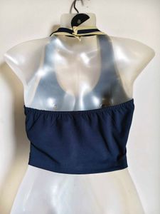 🔥MEGA SALE🔥Navy Blue Halter Neck Crop Top
