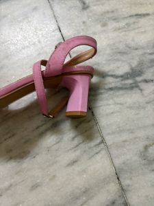 Sparkly Pink Block Heels Sandals