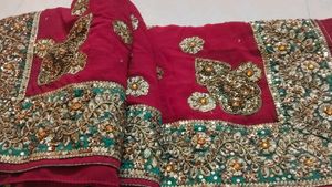 Embellished Pink Silk Saree