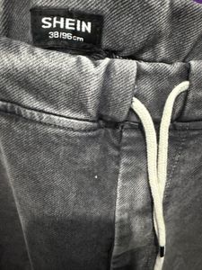 Charcoal Acid-Wash Wide-Leg Trousers