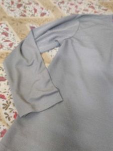 Grey Long Sleeve Top with Red Accent