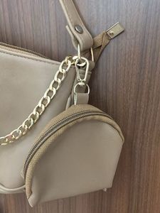 Chic Tan Shoulder Bag with Chain Detail
