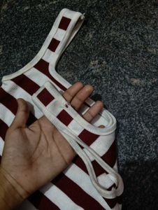 Maroon &amp; White Striped tank top